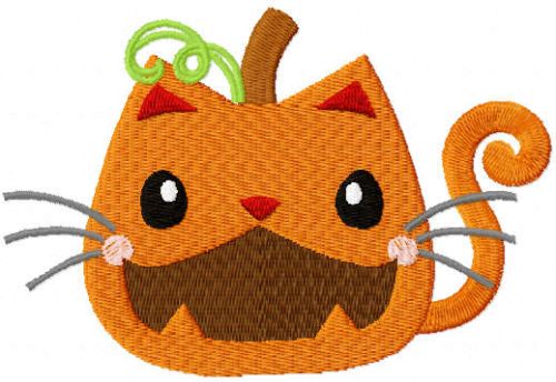 Pumpkin  cat free embroidery design