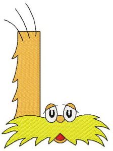 Dr. Seuss alphabet letter L embroidery design