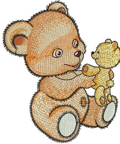 Teddy bear with teddy bear machine embroidery design