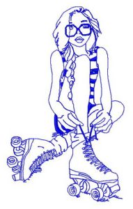 Cute roller skater 2 embroidery design