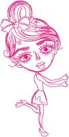 Dancing stylish girl one colored embroidery design