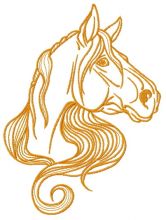 Distrustful horse embroidery design