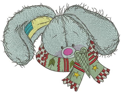 Stylish bunny machine embroidery design
