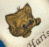 Embroidered towel with cat design
