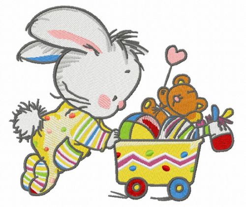 Baby bunny with toys 2 machine embroidery design