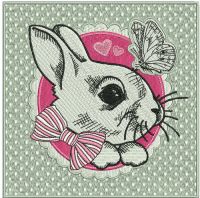 White bunny embroidery design