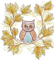 Owl in the autumn forest free embroidery design