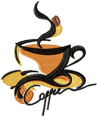 Coffee free embroidery design