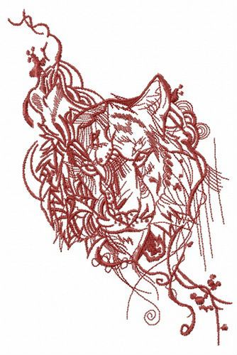 Stern look of tiger machine embroidery design