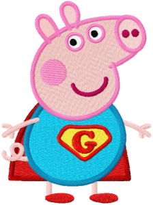 Peppa pig hero embroidery design