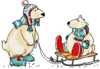 Polar bears embroidery design