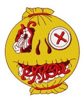 Wormy pumpkin embroidery design