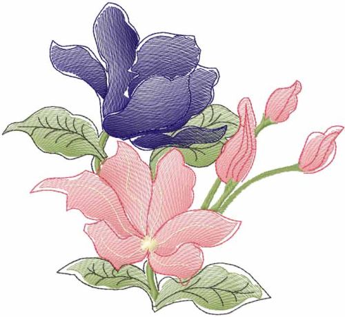 Dark blue flower free embroidery design