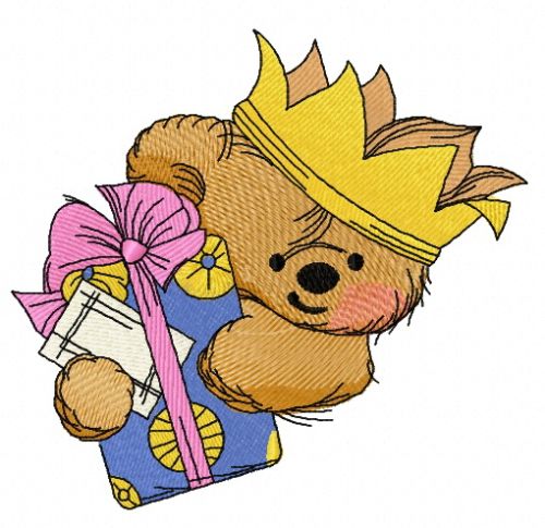 Teddy bear the king 2 machine embroidery design