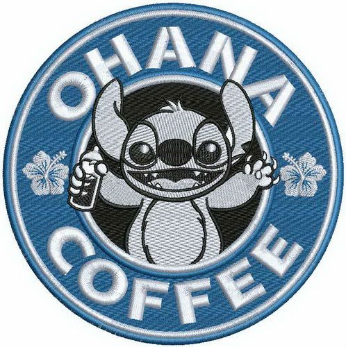 Ohana coffee machine embroidery design