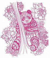 Mosaic panda embroidery design