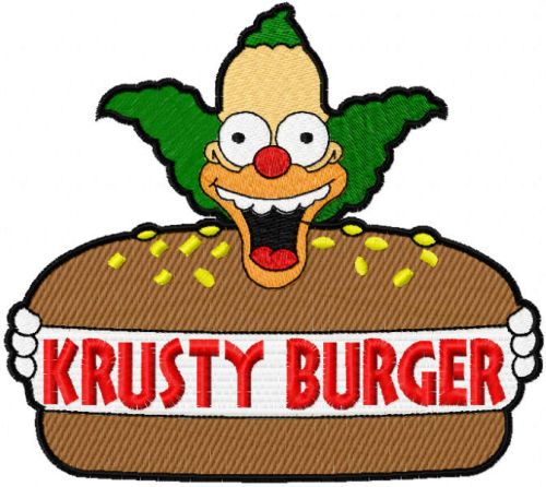 Krusty burger embroidery design
