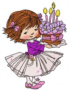 Girl's 4th birthday embroidery design