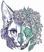 Mystical sphynx embroidery design