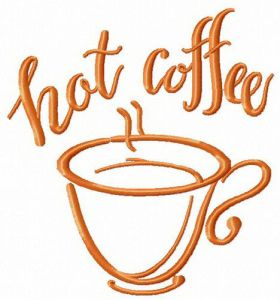 Hot coffee cup embroidery design