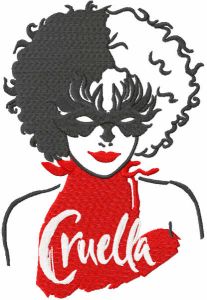 Cruella mask embroidery design
