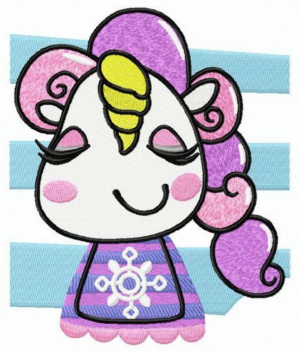 Happy unicorn teen machine embroidery design