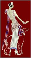 Lady with dog embroidery design