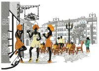 French cafe embroidery design