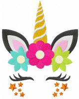 Summer star unicorn embroidery design