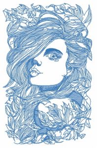 Girl and autumn fall 2 embroidery design