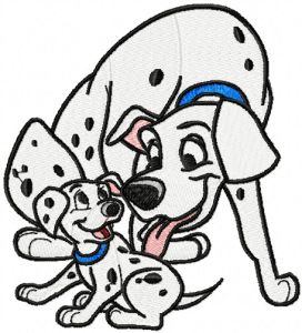 Two dogs embroidery design