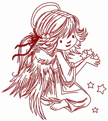 Angel with star dust 4 machine embroidery design