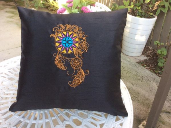 Fashion cushion with Dreamcather embroidery design