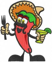 Funny mexican chili embroidery design