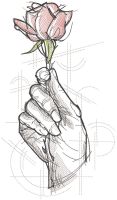 Rose in hand free embroidery design