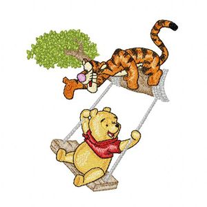Pooh Tigger to swing machine embroidery design