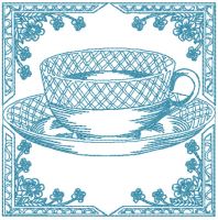 Vintage cup embroidery design