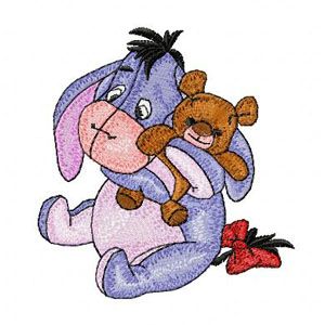 Baby Eeyore with small bear machine embroidery design
