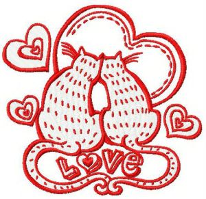 Cat's love embroidery design