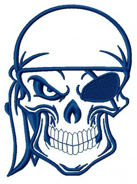 Angry pirate's skull 4 machine embroidery design