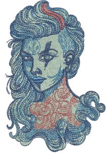Marine witch embroidery design