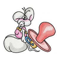 Diddl with pacifier embroidery design