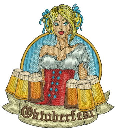 Oktoberfest girl machine embroidery design