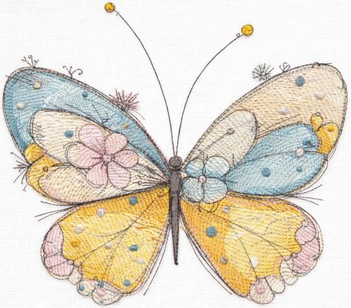 Butterfly crayons embroidery design