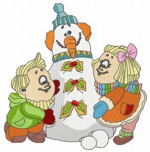 Children making snowman
