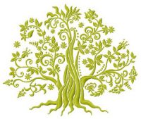 Green tree 3 embroidery design