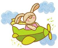Bunny the pilot embroidery design