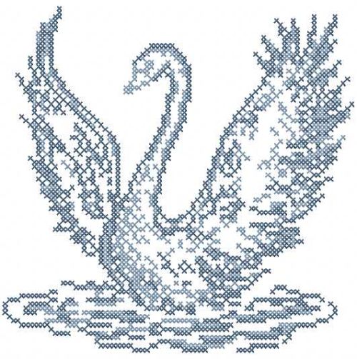 Blue swan cross stitch free embroidery design