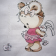 Shy teddy bear embroidered design on bib