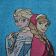 Embroidered Frozen Anna and Elsa on bath towel